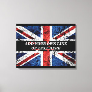 Add your text on English flag Throw Pillow Canvas Print