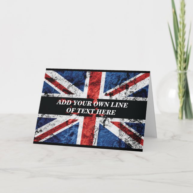 Add your text on English flag Throw Pillow Card (Front)