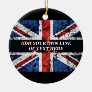 Add your text on English flag Throw Pillow Ceramic Tree Decoration