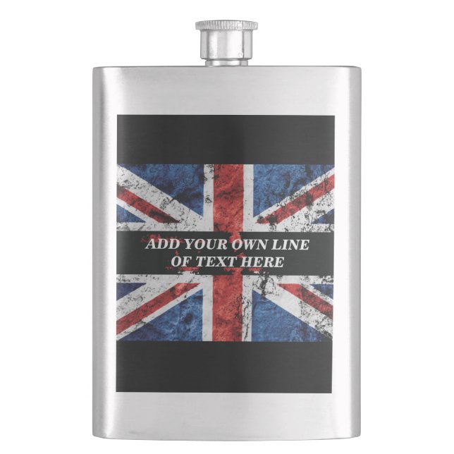 Add your text on English flag Throw Pillow Hip Flask (Front)