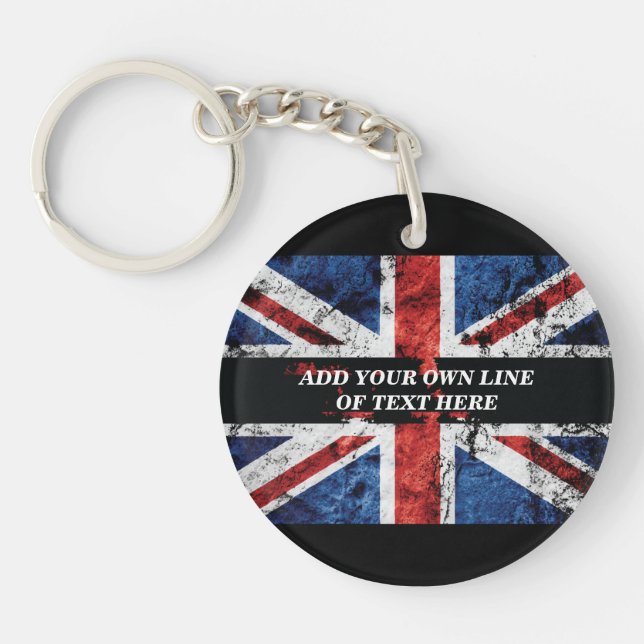 Add your text on English flag Throw Pillow Key Ring (Front)