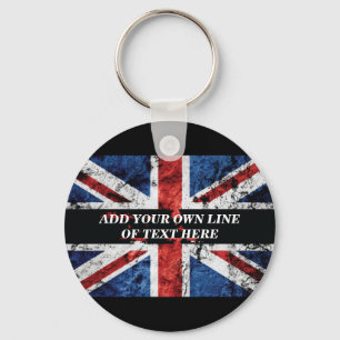 Add your text on English flag Throw Pillow Key Ring
