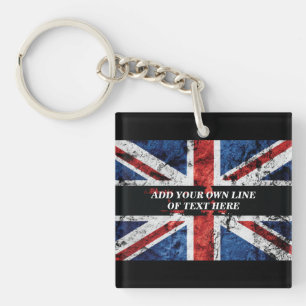 Add your text on English flag Throw Pillow Key Ring