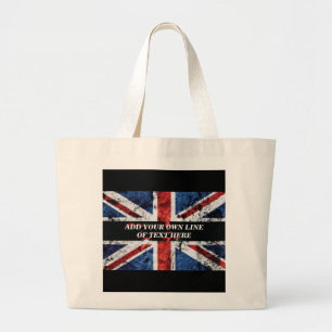 Add your text on English flag Throw Pillow Large Tote Bag