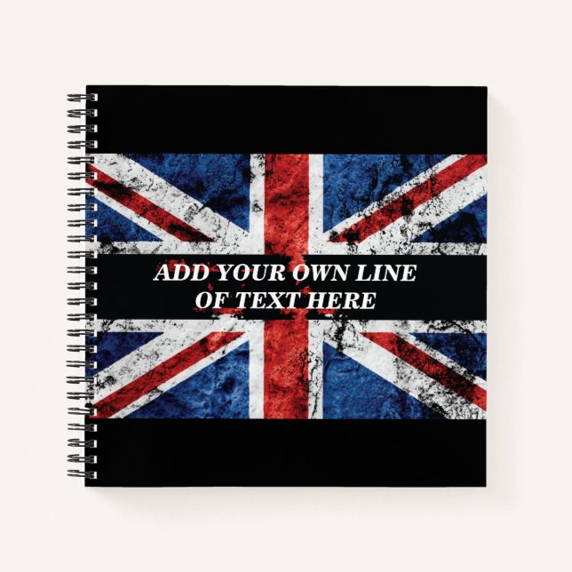 Add your text on English flag Throw Pillow Notebook (Front)