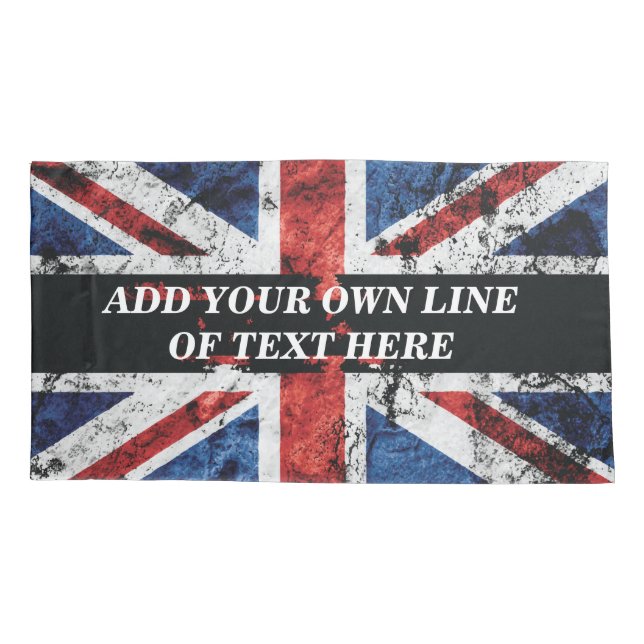 Add your text on English flag Throw Pillow Pillowcase (Back)