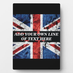 Add your text on English flag Throw Pillow Plaque