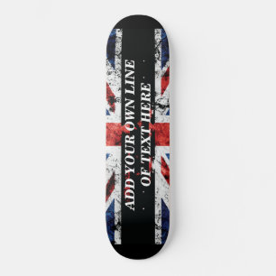 Add your text on English flag Throw Pillow Skateboard