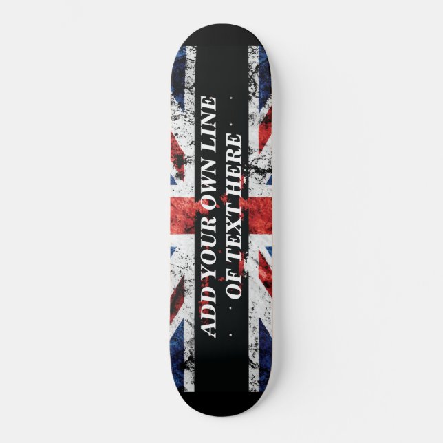 Add your text on English flag Throw Pillow Skateboard (Front)
