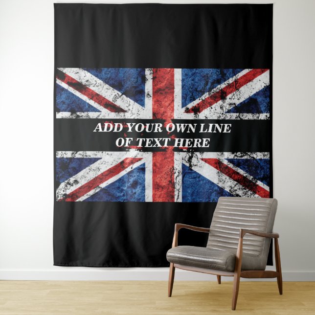 Add your text on English flag Throw Pillow Tapestry (In Situ)