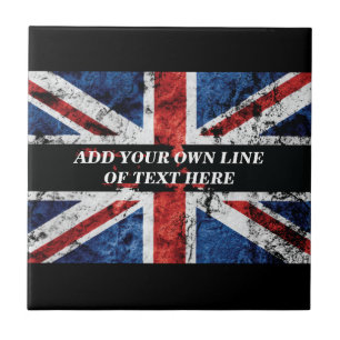 Add your text on English flag Throw Pillow Tile