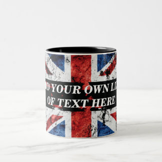 Add your text on English flag Throw Pillow Two-Tone Coffee Mug