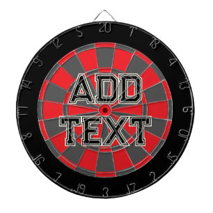 Add Your Text on Red, Charcoal Grey, And Black Dartboard