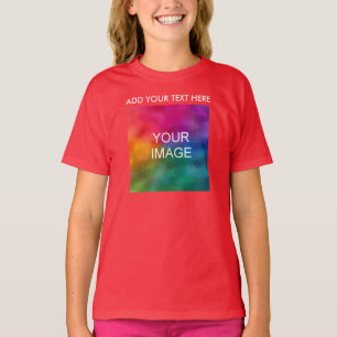 Add Your Text Photo Custom Template Girls Red T-Shirt