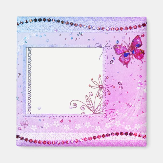 Add Your Text Pink and Purple Magnet (Front)