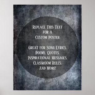 Add Your Text Quote Grunge Textured Dark Grey Poster
