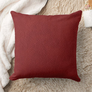Add Your Text Red Brown Leather Look Template Cushion