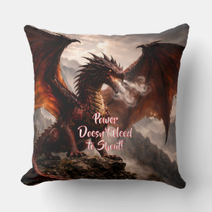 Add Your Text - Red Winged Fire Dragon with Smoke Cushion