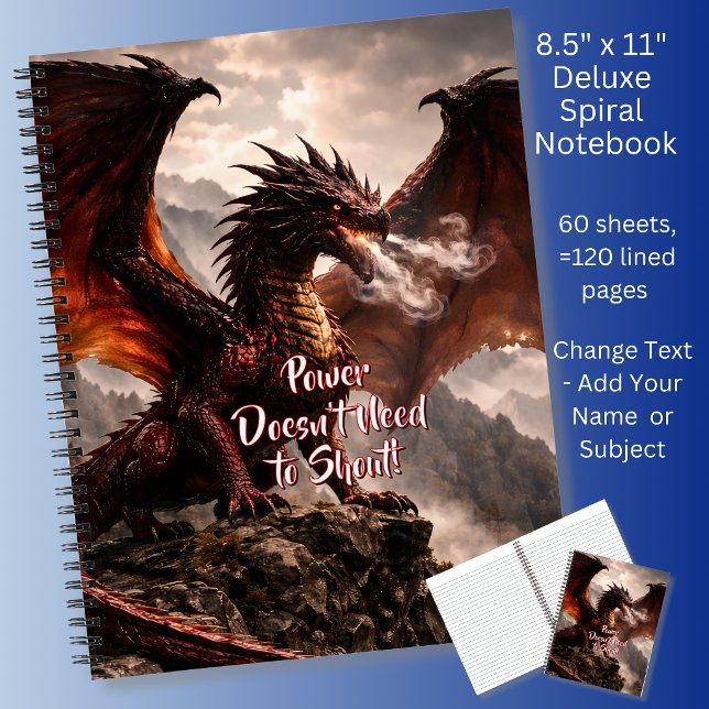 Add Your Text - Red Winged Fire Dragon with Smoke Notebook (Creator Uploaded)