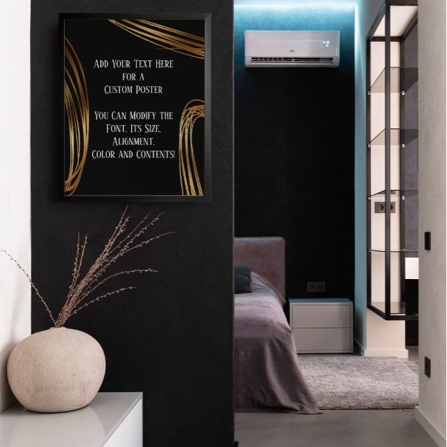 Add Your Text Scribbled Gold Ovals, Black Poster (Creator Uploaded)