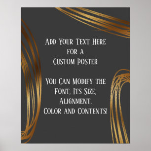 Add Your Text Scribbled Gold Ovals Dark Grey Poster