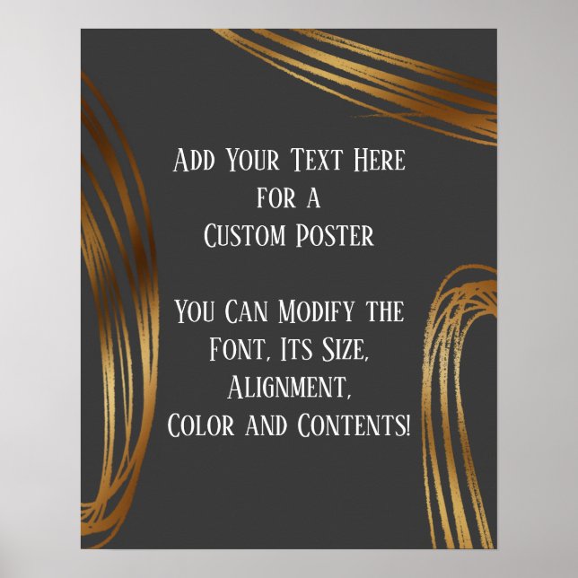 Add Your Text Scribbled Gold Ovals Dark Grey Poster (Front)