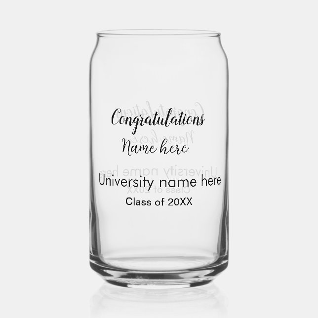 add your text simple graduate add school name cong can glass (Front)