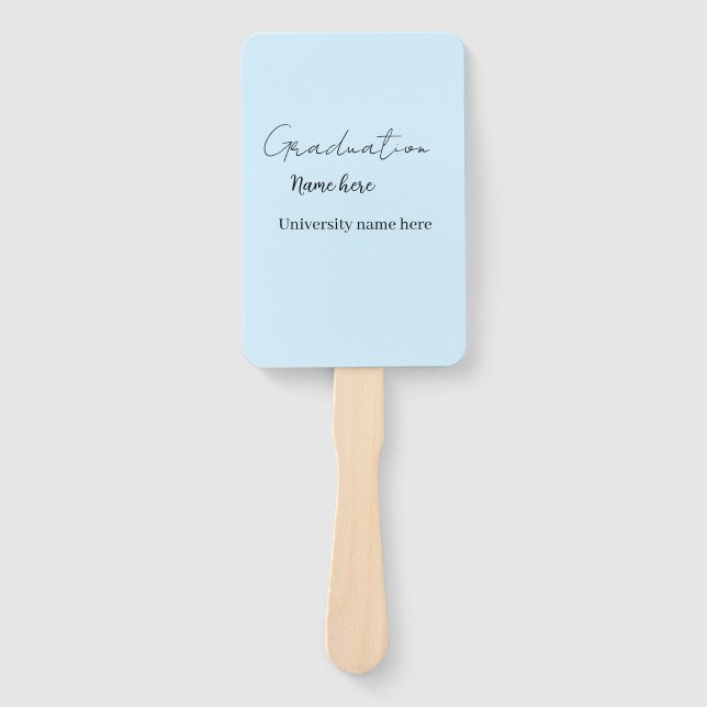 add your text simple graduate add school name cong hand fan (Front)