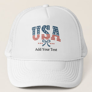 Add Your Text Stars & Stripes USA Independence Day Trucker Hat