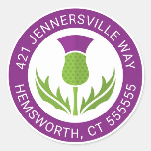 Add Your Text Thistle Address Classic Round Sticker