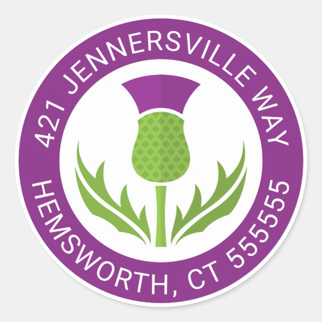 Add Your Text | Thistle Address Classic Round Sticker (Front)