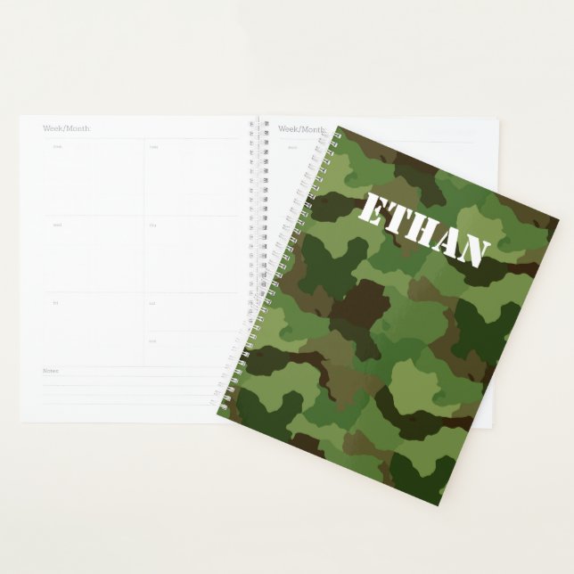 Add Your Text to Military-style Camouflage Planner (Display)