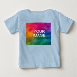 Add Your Text Upload Photo Light Blue Fine Jersey Baby T-Shirt