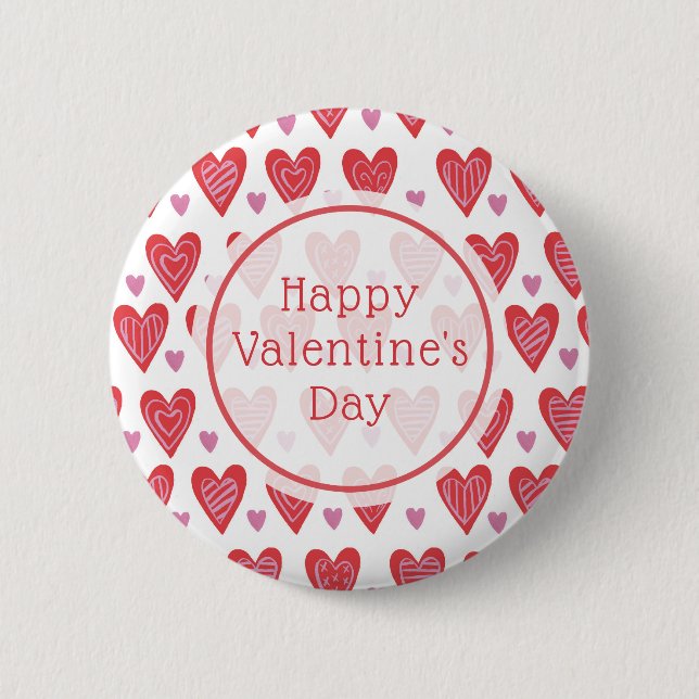 Add Your Text | Valentine Chic Pattern 6 Cm Round Badge (Front)