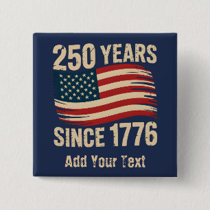Add Your Text Vintage Grunge American Flag USA 250 15 Cm Square Badge