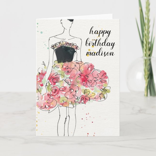 Add Your Text | Wild Apple | Glamourous Floral Dre Card (Front)