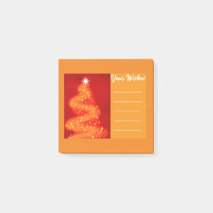 Add your wish Red and gold Christmas Tree Post-it Notes