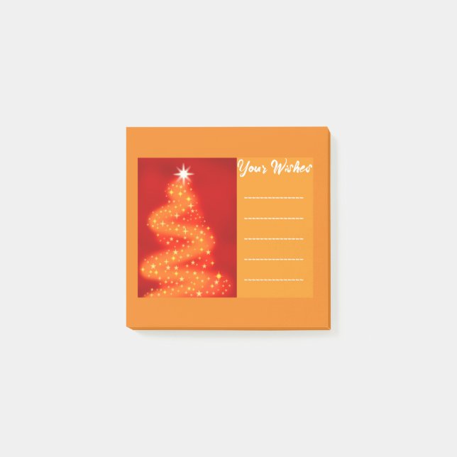 Add your wish Red and gold Christmas Tree Post-it Notes (Front)