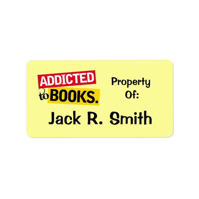 Addicted To Books Label Bookplate Stickers Gift (Front)