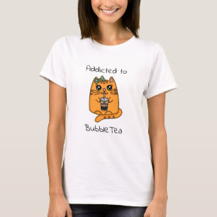 Addicted to Bubble Tea   Cute Cat T-Shirt