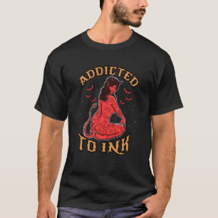 Addicted To Ink Hail Satan Devil Girl Tattoo T-Shirt