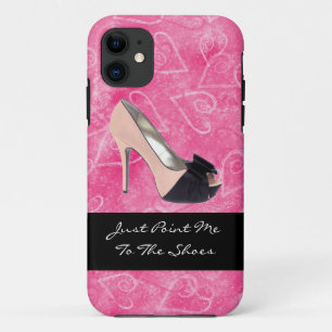 Addicted To Shoes Love Hearts Black Pink High-heel Case-Mate iPhone Case