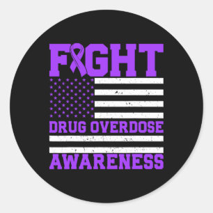 Addiction Awareness Usa Flag America Overdose Awar Classic Round Sticker