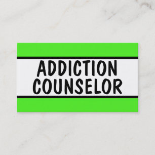 Addiction Counsellor Neon Green Business Card