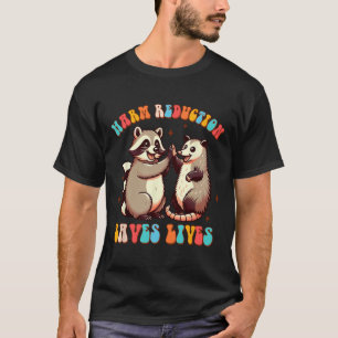 Addiction Counsellor Racoon Opossum Harm Reduction T-Shirt