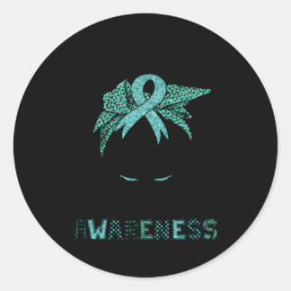 Addiction Recovery Awareness Messy Hair Bun For Classic Round Sticker