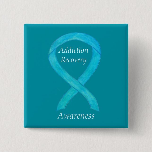 Addiction Recovery Awareness Ribbon Custom Pin (Front)