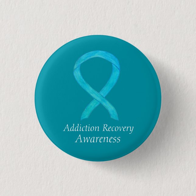 Addiction Recovery Awareness Ribbon Custom Pin (Front)