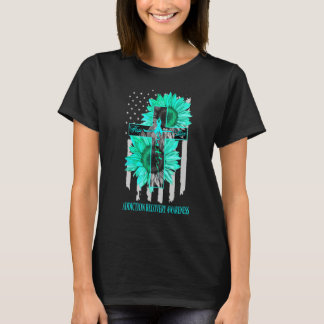 Addiction Recovery Faith Hope Love Teal Us Flag Je T-Shirt