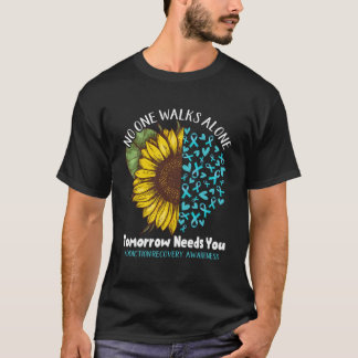 Addiction Recovery NO ONE WALKS ALONE TOMORROW NEE T-Shirt